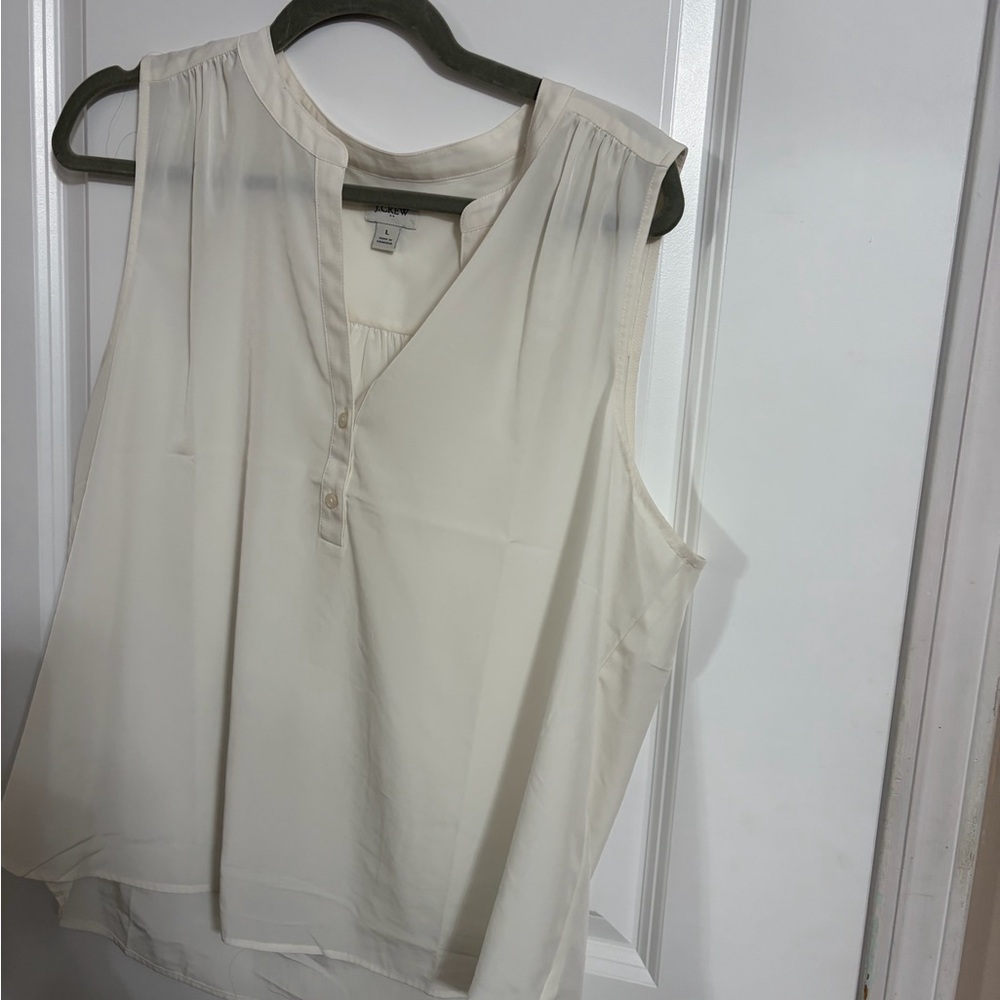 J. Crew Cream Sleeveless Blouse